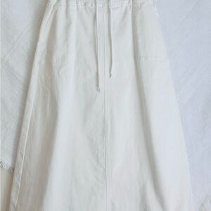 Ami White Maxi A-Line Drawstring Skirt